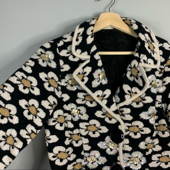 Twin Set Simona Barbieri Blazer Jacket Daisy Floral Cashmere Silk Wool Medium M - Picture 2 of 11